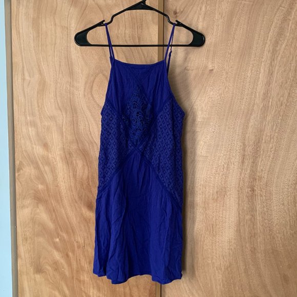 Royal Blue Halter Cocktail Dress - Picture 1 of 3